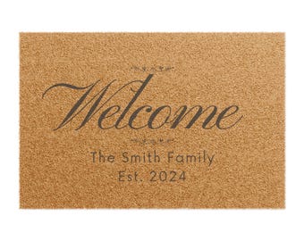 Felpudo de bienvenida personalizado, felpudo personalizado, alfombra de puerta, regalo de inauguración de la casa, decoración de puerta de entrada, felpudo de bienvenida para exteriores