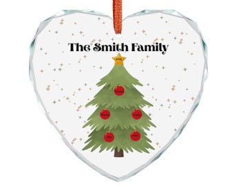 Glass Ornament, Custom Family Christmas Tree Ornament, Personalized Holiday Decoration, Xmas Gift, Family Names Ornament, Christmas Tree
