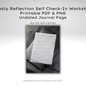 Hoja de trabajo de autocontrol y reflexión semanal (PDF y PNG imprimibles, tamaño carta (A4, A5, EE. UU.) y página de diario sin fecha)