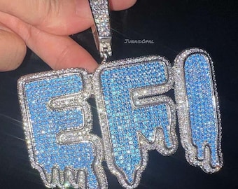 Custom Sterling Silver Drip Letter Pendant | Iced Moissanite & Zircon Hip Hop Jewelry