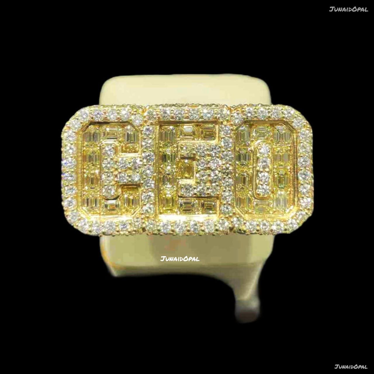 CEO Iced Out Moissanite Ring | 18K Gold Plated Sterling Silver - Etsy