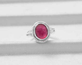 Handmade Oval Garnet Ring: 925 Sterling Silver January Birthstone