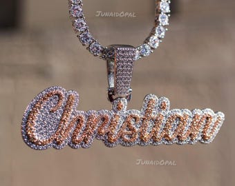 Custom Sterling Silver Moissanite Name Pendant – Script Design, Personalized Gift