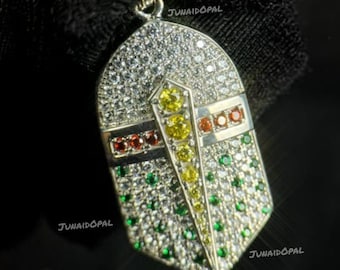 Sterling Silver Leaf Pendant, Moissanite & Green CZ Pave, Custom Statement Jewelry
