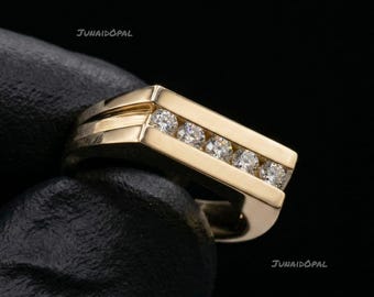 Anillo de boda de moissanita para hombre, anillo de plata de ley con engaste de canal, regalo de aniversario para él.