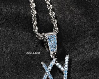 Custom XY Initial Pendant Necklace, 925 Sterling Silver Zircon, Personalized Hip Hop Jewelry