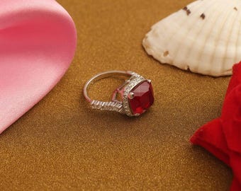 Pink Tourmaline Ring: Cushion Cut Gemstone, Moissanite Pavé, Sterling Silver