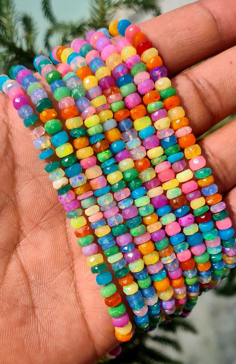 Buy Disco Opal Beads, 4mm to 5mm, Ethiopian Opal 4mm Beads, Multi Color