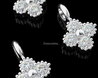 Sterling Silver Moissanite Flower Pendant, Four Stone Cluster Necklace Charm (Pendant Only)