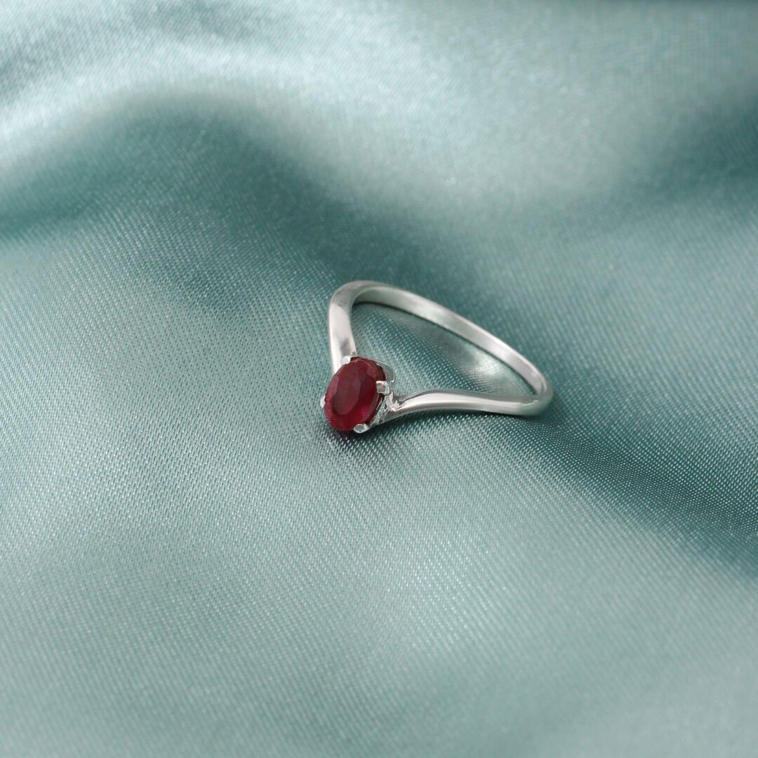 natural ruby silver ring, dainty ruby ring, stackable... Dainty 925 Sterling Silver Ruby Ring: Minimalist July Birthstone - Etsy
