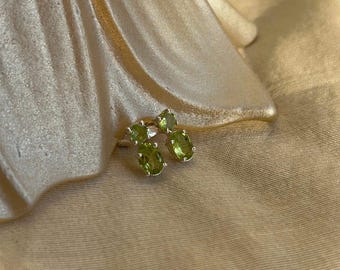 Peridot Stud Earrings: Sterling Silver Double Stone August Birthstone