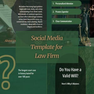 Law Firm Social Media Templates | Editable Canva Posts for Lawyers & Legal Firms | Attorney Marketing Kit
