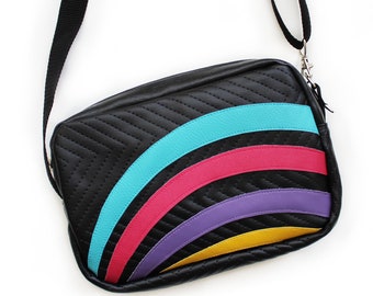 Sac à fermeture éclair - Arc en Ciel Kapiton Noir Métallisé Simili Cuir Rainbow Modèle Unique