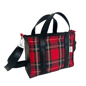 Mini Tote Bag London Tartan rouge Kilt Modèle Unique Sac à main Rock Sac Bandoulière Petit Sac à Main Fourre Tout Sac à Fermeture éclair image 6