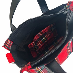 Mini Tote Bag London Tartan rouge Kilt Modèle Unique Sac à main Rock Sac Bandoulière Petit Sac à Main Fourre Tout Sac à Fermeture éclair image 5