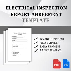 Electrical Inspection Report Agreement PDF DOC | Safety Compliance Contract Template | Residential Commercial Property Form