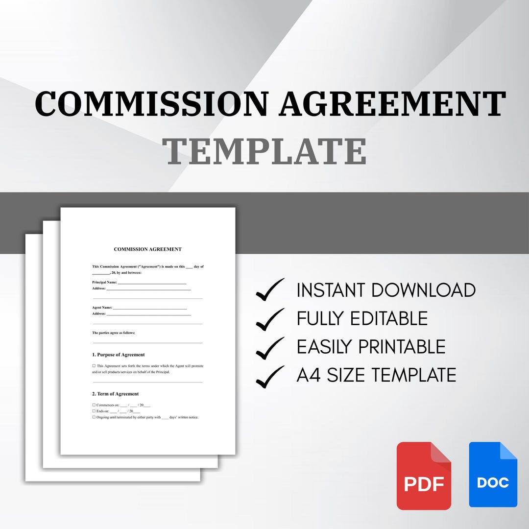 Commission Agreement PDF DOC | Sales Representative Contract Template ...