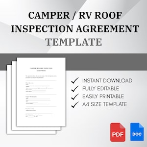 RV-Dachinspektionsvereinbarung: Bearbeitbare PDF & DOC-Vorlage