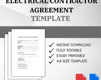 Elektrikervereinbarung PDF DOC | Elektriker Servicevertrag Vorlage | Wohn Gewerbliche Arbeitsform