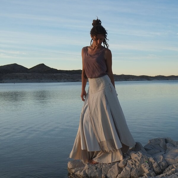 Desert Dream Rising Sun - Handwoven Raw Silk Wedding Wrap Skirt - Wearable Fiber Art