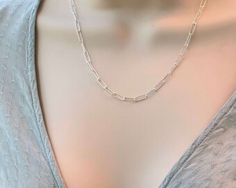 Sterling Silver Paperclip Chain Necklace: Lariat or Choker Style