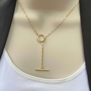 14kt Gold Filled Box Link Necklace with Toggle Clasp, Heavy - Can be worn as a Lariat  as well, Choker Chain Necklace - Choose your length