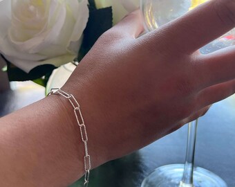 Sparkly Sterling Silver Paperclip Bracelet - Choose Your Length