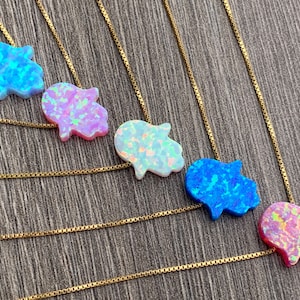 Hamsa Necklace - 14kt Gold Filled Opal Hamsa Necklace -Choose your Color and Length -Good Luck Gift , Evil Eye, Judaica- Ships out from USA!