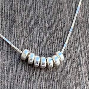 Sterling Silver Necklace 7 Rings of Luck Delicate, Dainty ,Minimalist Style-Choose your Length &Style Gift for Mom ships out in 1 day 4mm Sterling Silver