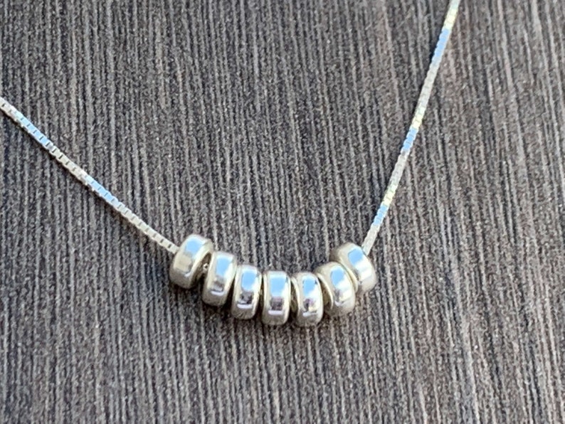 Sterling Silver Necklace 7 Rings of Luck Delicate, Dainty ,Minimalist Style-Choose your Length &Style Gift for Mom ships out in 1 day 4mm Sterling Silver