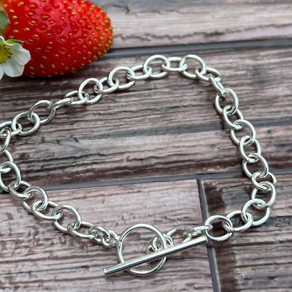 Gros bracelet en argent sterling avec fermoir à bascule - Vous choisissez votre longueur - Expédition en 1 jour !