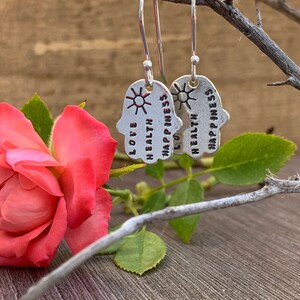 Sterling Silver Hamsa Earrings: Hebrew Blessing, Judaica Jewelry