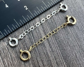 14kt Gold Filled or Sterling Silver Necklace Safety Extenders in all Sizes - Ships out from USA