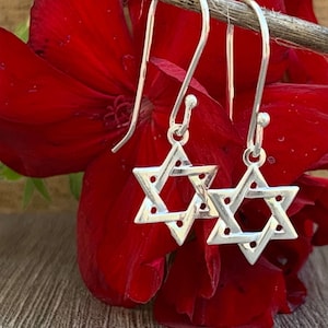 Star of David Earrings - Magen David - Jewish Star - Bat Mitzvah Gift - Sterling Silver - Judaica Hebrew Jewelry - Hooks or Posts or Hoops