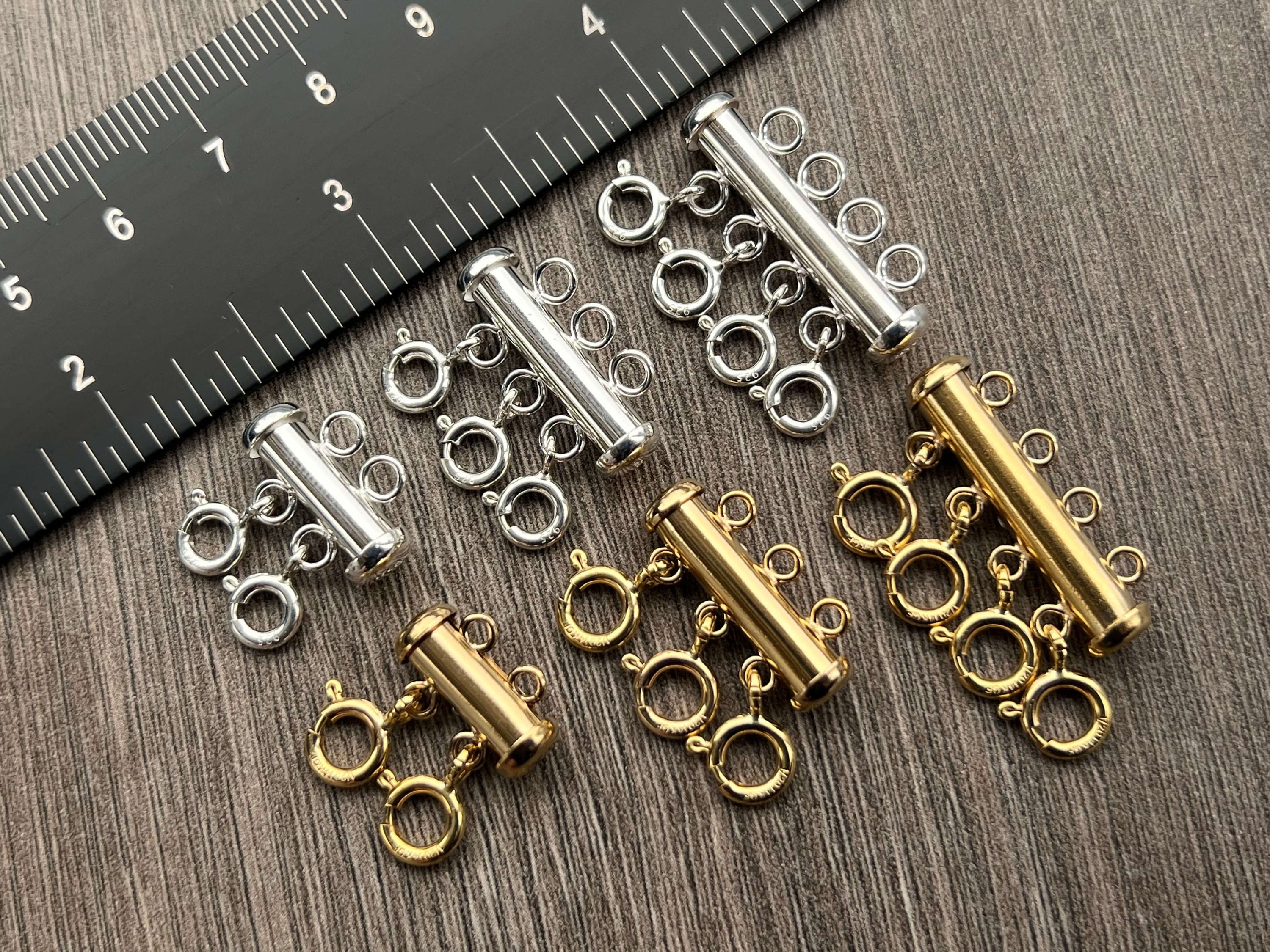 14kt Gold Filled or Sterling Silver Layered Detangler Clasp, Multi Necklace Clasp, Gold/Silver Tube bar Clasp