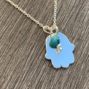 Sterling Silver Hamsa Necklace - Hebrew/English/Plain/Turquoise Bead  - Bat-Mitzvah Jewelry , Hanukkah,Good Luck Gift  -Judaica Jewelry