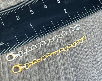 Heart Link Extenders for Necklaces , Bracelets , Anklets - Sterling Silver or 14kt Gold Filled - In all Sizes - Ships out from USA