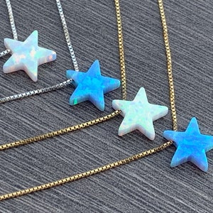 Opal Star Charm Necklace - Sterling Silver or 14kt Gold Filled Chain  - Great Graduation Gift, End of the Year, Teachers Gift, Sports Team