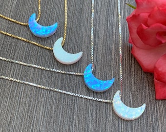 Opaal maan bedelketting: sterlingzilver of gold filled