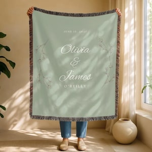 Personalized Throw with Couples Name, Woven Blanket - Wedding Gift, Custom Throw, Anniversary Present, Cozy Blanket, Bedroom Decor