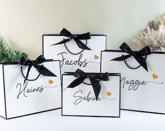 Personalized Name Gift Bag: Bridesmaid, Ribbon Tie, Wedding Favor