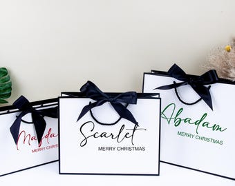 Personalized Christmas Gift Bag with Name: Holiday Party Favor, party , Eve, Xmas