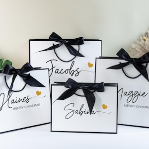 Bolsa de regalo de Navidad personalizada con nombre, bolsas de regalo de Navidad personalizadas, bolsas de regalo navideñas 2025, bolsa de fiesta de Navidad, bolsa de regalo de Nochebuena para ella