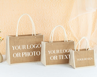 Personalized Logo Burlap Bags, Custom Corporate Gifts, Business branding, Group Events Or Travel