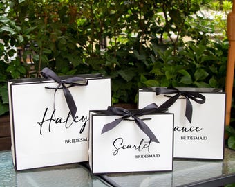 Personalized Name Gift Bag, Custom Bridesmaid Wedding Favor Bag