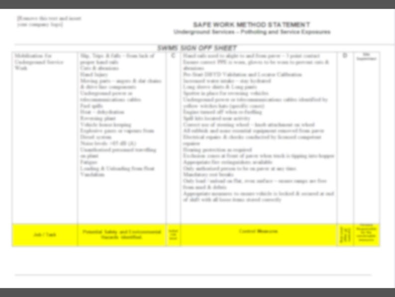 Blank SWMS Template – Editable WHS Document for Any Worksite or Trade ...