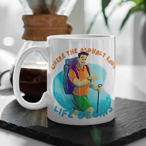 Handcrafted Adventure-Themed Ceramic Mug for Hiking Enthusiasts Hiking Coffee Cup, Outdoor Lover Gift, Camping Drinkware, Travel Mug