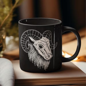 Gothic Style Satanic Coffee Mug, Unique Black Cup for Dark Occult Drinkware