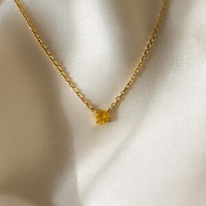 Dainty Citrine 925 Silver Necklace: November Birthstone