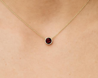 Sterling Silver Garnet Necklace: January Birthstone Pendant